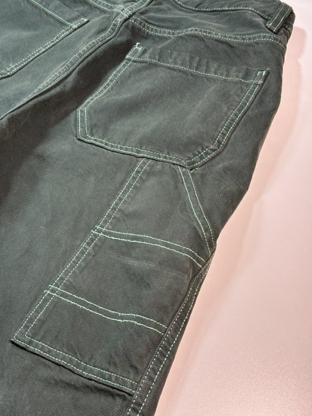 PacSun Green Cargo Pants Women's Size 26/28 Y2K Baggy Utility Contrast Stitch - Picture 3 of 14